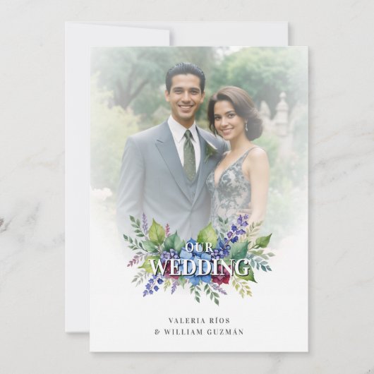 Invitation Charming Romantic Floral & Transparency Overlay (Devant)