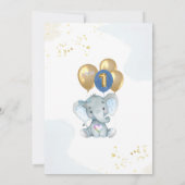 Invitation Charming Rose Blue Elephant Premier anniversaire g (Dos)