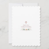 Invitation Charming Rose or blanc crème Fleurs Christening (Dos)