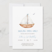 Invitation Charming Rustic Sailboat Anniversaire Fête Invitat (Devant)