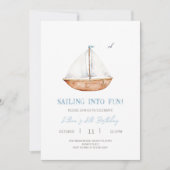 Invitation Charming Rustic Sailboat Anniversaire Fête Invitat (Devant)