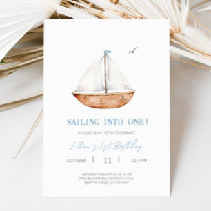 Invitation Charming Rustic Sailboat Anniversaire Fête Invitat