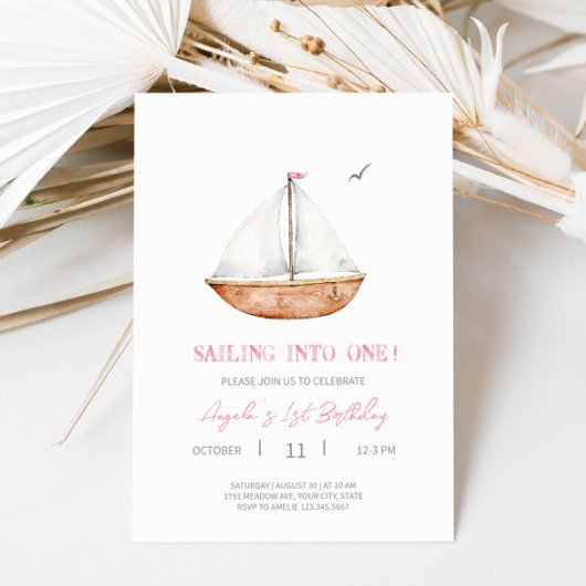 Invitation Charming Rustic Sailboat Anniversaire Fête Invitat