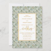 Invitation Charming Sage Green Gold Eucalyptus Mariage Invita (Devant)