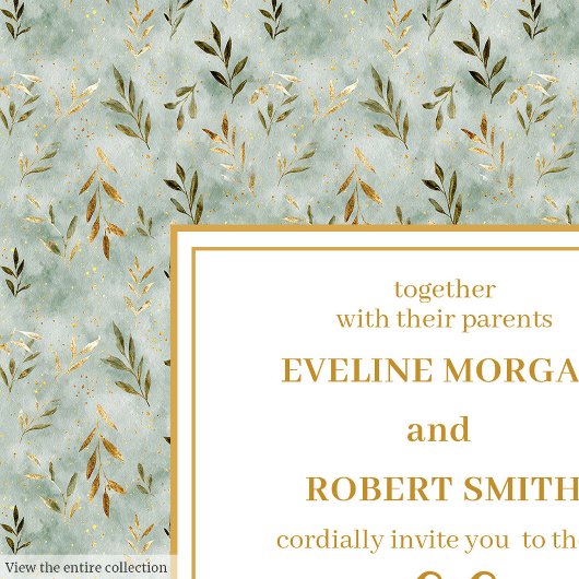 Invitation Charming Sage Green Gold Eucalyptus Mariage Invita