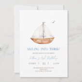 Invitation Charming Sailboat 3e anniversaire de fête Invitati (Devant)