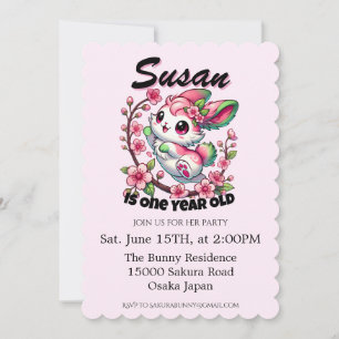 Invitation Charming Sakura Bunny Anniversaire