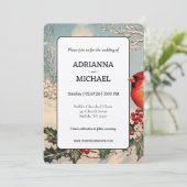 Invitation Charming Seasonal Wedding Featuring Red Cardinal (Debout devant)