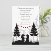 Invitation Charming Silhouette Mountain Bear Couple Mariage (Debout devant)