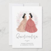 Invitation Charming Spanish Dusty Pink Shades XVs Twins (Devant)