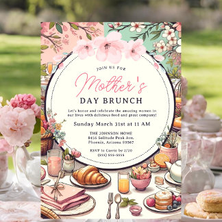 Invitation Charming Spring Floral Fête des mères Brunch