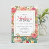 Invitation Charming Spring Floral Fête des mères Brunch (Debout devant)