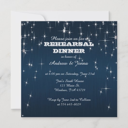 Invitation Charming Star Struck Mariage | bleu marine (Devant)