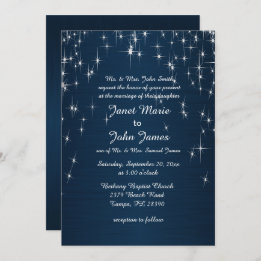 Invitation Charming Star Struck Mariage | bleu marine