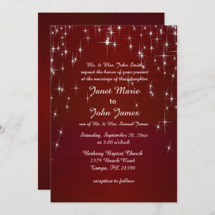 Invitation Charming Star Struck Mariage Rouge Bourgogne