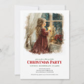 Invitation Charming Victorian Little Girl Awaiting Santa (Devant)