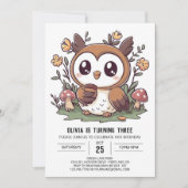 Invitation Charming Whimsical Digital Owthday (Devant)