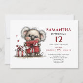 Invitation Charming whimsical koala design kids birthday (Devant)