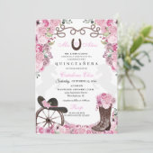 Invitation Charra Ouest rose Ranchero Quinceanera (Debout devant)
