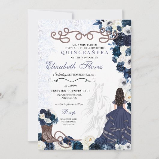 Invitation Charra Quinceañera (Devant)
