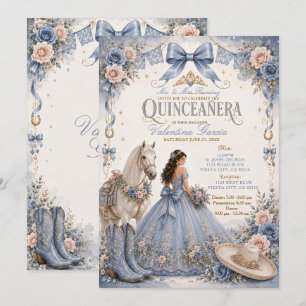Invitation Charra Quinceañera Bleu Poussiéreux