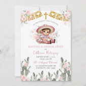 Invitation Charra Roses Rose Bautizo Mexicaine y Primer Anito (Devant)