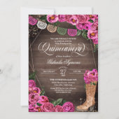Invitation Charra Rustique Cowgirl Rose Rose Quinceañera (Devant)