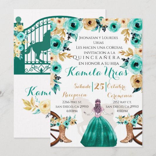 Invitation Charra Vert Jade (Devant / Derrière)