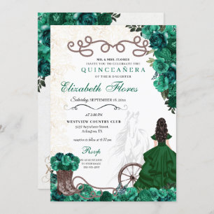 Invitation Charra verte Princesse Robe Cheval Quinceañera
