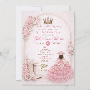 Invitation Charra Western Quince Blush Rose Quinceañera