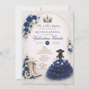 Invitation Charra Western Quince Navy Blue Quinceañera