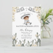 Invitation Charro Argent Blanc Mexicain Bautizo Y Primer Anit (Debout devant)
