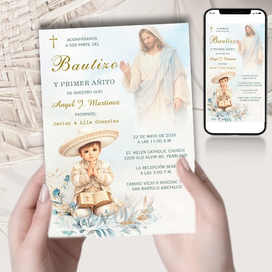 Invitation Charro Bautizo Y Primer Añito Niño