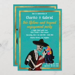 Invitation Charro Catrina Crânes à sucre Danse Fiançailles Tu