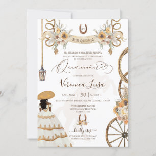 Invitation Charro Floral Boho rustique Pays Quinceanera Invi