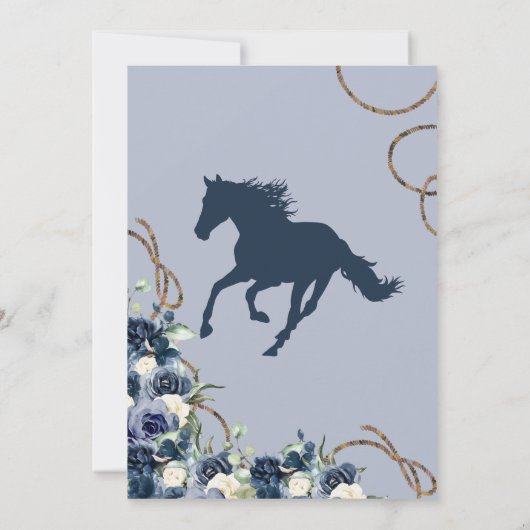 Invitation Charro Horse Crest Royal Navy Blue Quinceanera Inv (Dos)