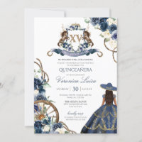 Charro Horse Crest Royal Navy Blue Quinceanera Inv