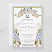 Invitation Charro Ouest Poudre Cheval bleu clair Quinceanera (Devant)
