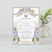 Invitation Charro Ouest Poudre Cheval bleu clair Quinceanera (Debout devant)