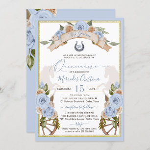 Invitation Charro Ouest Poudre Cheval bleu clair Quinceanera