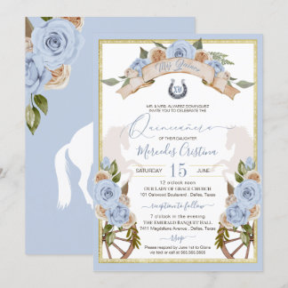 Invitation Charro Ouest Poudre Cheval bleu clair Quinceanera