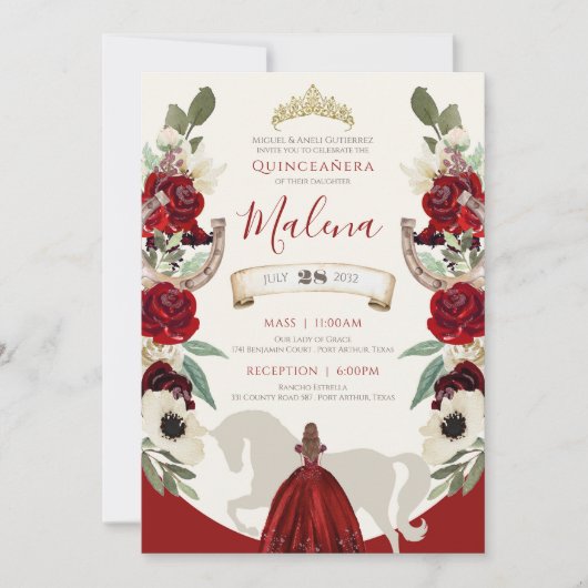 Invitation Charro Quinceañera (Devant)