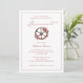Invitation Charro Quinceañera Elegant Roue Roue Roses Rouge (Debout devant)