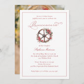 Invitation Charro Quinceañera Elegant Roue Roue Roses Rouge (Devant / Derrière)