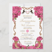 Invitation Charro Quinceanera, Rose rose chaud (Devant)