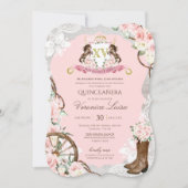 Invitation Charro Quinceanera rose rustique (Devant)