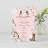 Invitation Charro Quinceanera rose rustique (Debout devant)