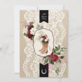 Invitation Charro Quinceanera Rouge Bourgogne Floral Annivers (Dos)