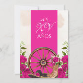Invitation Charro rose chaud Rose occidental Floral Quinceañe (Dos)