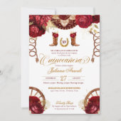 Invitation Charro Rose Élégant Ouest Quinceanera (Devant)